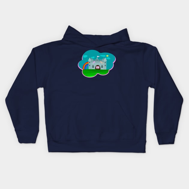 Unicorn Castle Kids Hoodie by creationoverload